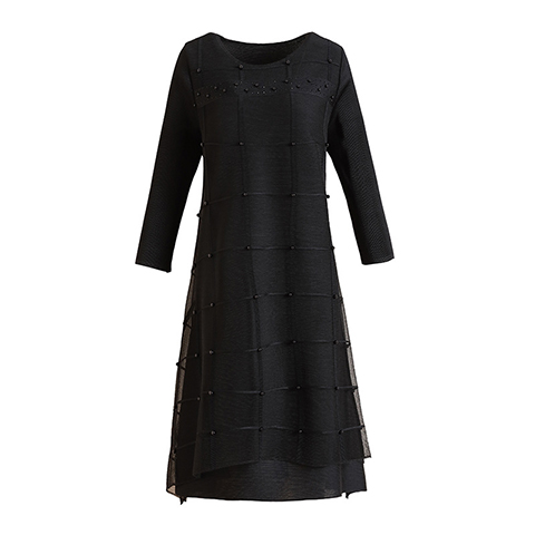 High End Pleated Dress Black Spring Dress 2021 New Women's Loose A-line Dress