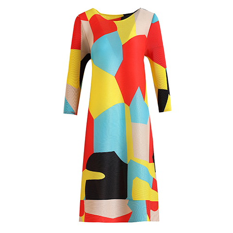 High End Western Style Printing Age Reducing Dress Spring 2021 New Women's Loose Plus Size Pleated Dress