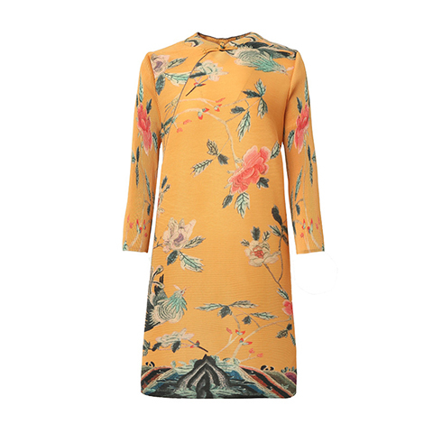 Lady Print Age Reduction Spring 2021 New Loose And Thin Improved Cheongsam Retro Pleated Dress