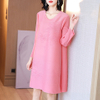 Mother Red Age Reducing Pleated Dress Spring 2021 New Women's Loose Plus Size Dress
