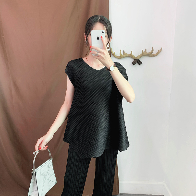 Summer Women Pleated Tops Casual Tidal Loose Big Size Shirts
