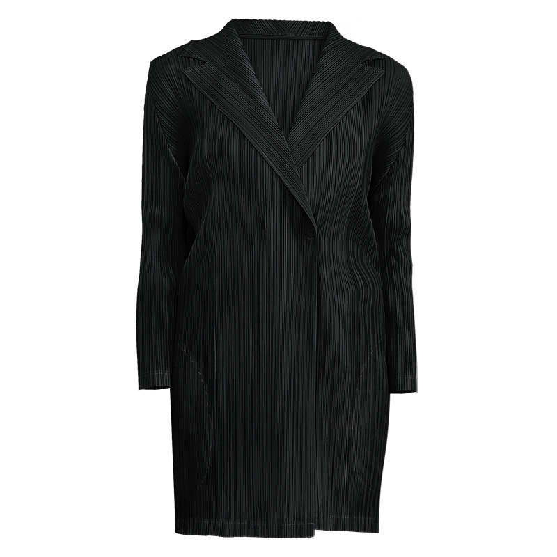 Spring 2020 Women Pleated New Style Basic Lapel Coat Casual Light Mature Top One Button Jacket