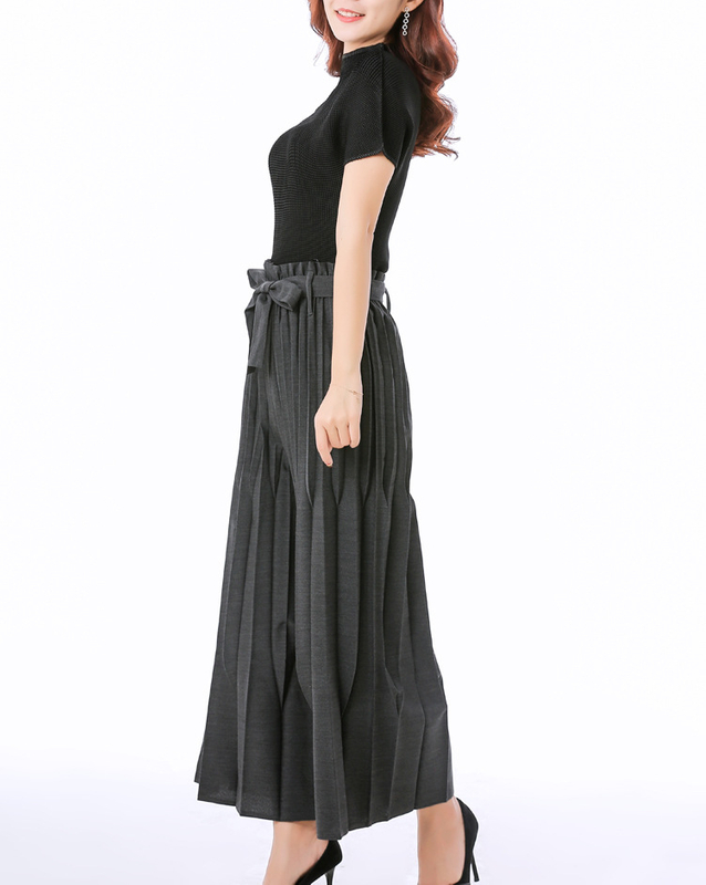 Pleated Suit Fashion Slim Pleated Solid T-shirt Loose Three-dimensional Wide Leg Pants Two Pieces Clothing Set
