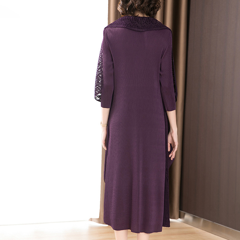 Women Pleated Big Fat Sister Fake Two Piece Dress Autumn New Women's Loose A-line Dress