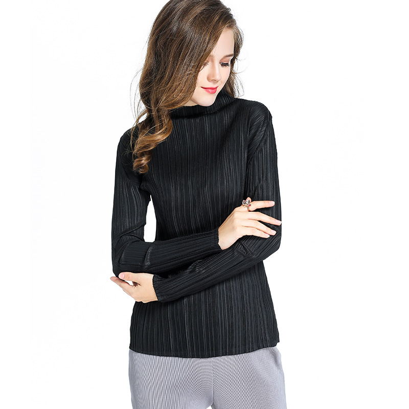 Spring Summer Fashion New Women Long Sleeved Sleeved Solid Color Pleated Casual Loose Free Size Pullover Shirts