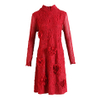 Red French Dress Female High-end Temperament Plus Size A-line Long Sleeve Pleated Dress
