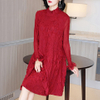 Long Sleeve Red Dress Autumn Winter 2020 New Women's Loose Pleated Dress