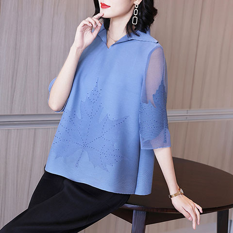 Pleated Spring Clothing 2021 New Women's Fashion Temperament Versatile Stripe Large Fat Mm Loose Top T-shir