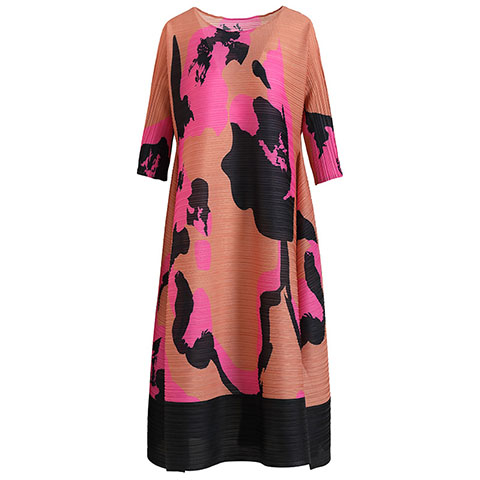 Pleated Middle Aged Mother's Print Age Reduction Dress Spring 2021 New Women's Loose Cover Belly Show Thin A Word