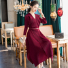 Spring 2020 New Women's Red Large Pleated Dress Fashion Popular Dress