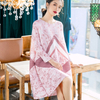 Pleated Dress 2020 Spring New Belly Covering Loose Printed Women Dress