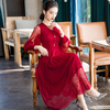 Women Lace Large Dress 2020 Spring New Slim Pleated Long Patchwork Dress