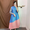 Autumn Women Pleated Dress Loose Big Size Fashion New Patchwork Popular Dress