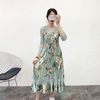 Pleated 2019 New French Style Printed Women Pleated Dress