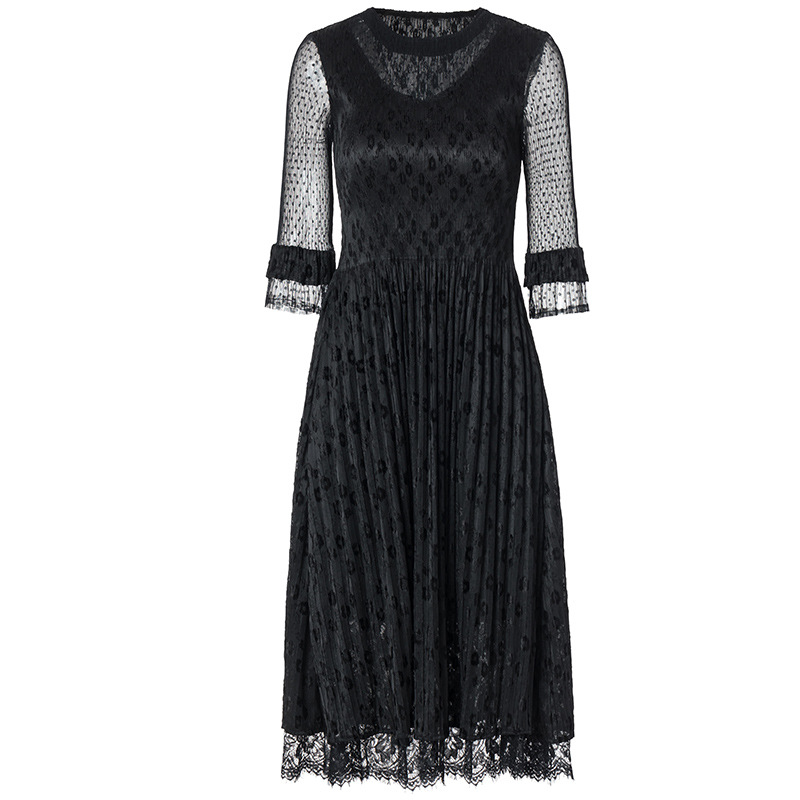 Spring Women Pleated Fashion New Lace Good Quality Tidal Popular Dress