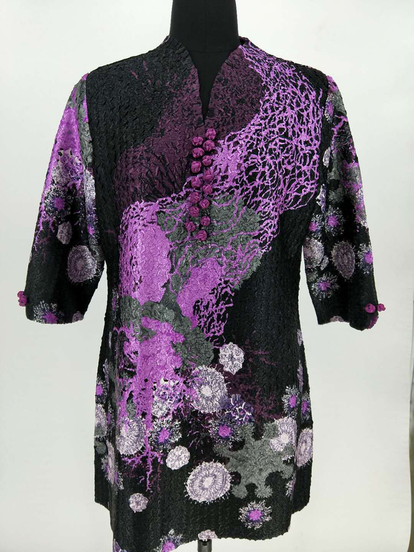Chinese Style Casual Wrinkle Old Mothers Straight Knee-length Mandarin Collar Spring Dress