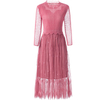 Spring 2020 Fashion New Lace Large Dress New Women's Slim Pleated Dress