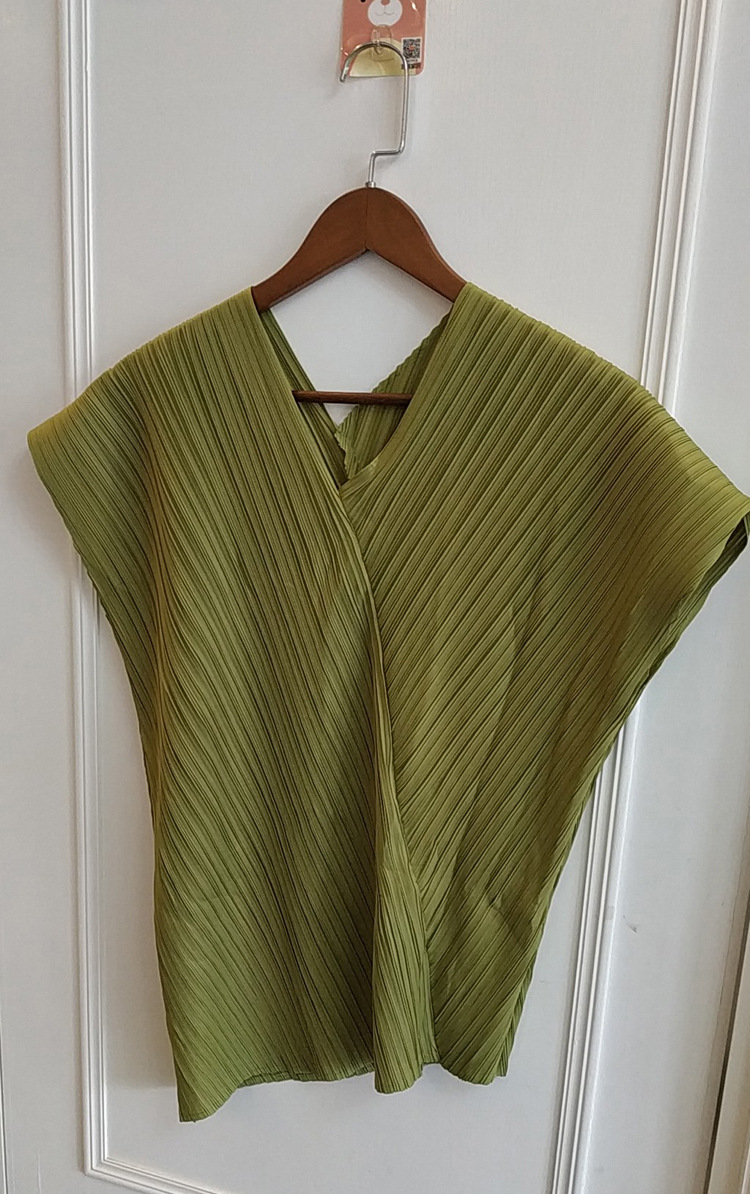 Women Shirt Summer New Style Loose Big Size Pure Colour Pleated Tidal Tops