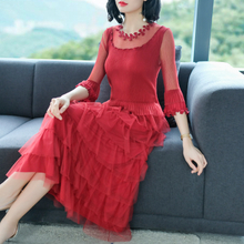 Spring Women Pleated Fashion New Tidal Lady Elegant Solid Color Popular Dresses