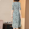 New Summer Women's Printed Short-sleeved Pleated Large-size Dresses