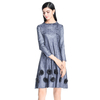 Pleated Fashion Slim Flower Loose Casual Wrist Appliques Natural O-neck Spring Dress