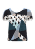 Pleated Top Women's Super Elastic Thin Round Neck Color Matching T-shirt Short Sleeve Tops
