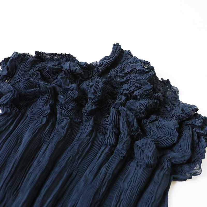 Spring Summer 2020 Pleated Sleeveless Top Women's Fashion Simple Fashion Thin Style Perspective Chiffon Shirt