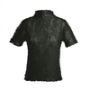 Temperament High Neck Short Sleeve Tops Women's Simple Slim Pleated T-shirt