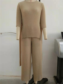 Women Spring 2020 New Pleated Suit Women's Top Pants Two Pieces Clothing Set