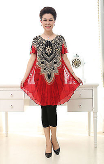 Womens Fashion T-shirts Knit print short sleeve Ladies skirts 01