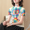 Summer Women Fashion Pleated blouse Short Style 2019 New Large Size Printed Tops