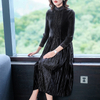 Fashionable Temperament Slim Large Size Pleated Dress Autumn Nail Bead Women Pleated Tide Dress