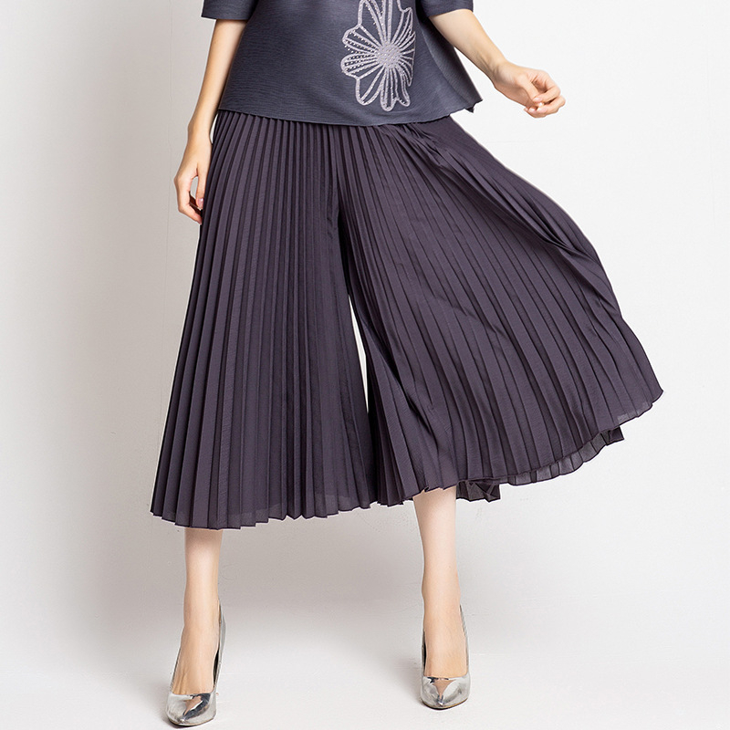 Women Original High Waist Pleat Wide Leg Pants Fashion High-end Autumn Trousers