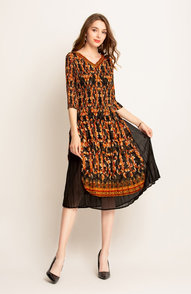 Autumn Women Pleated High Quality Dress Fashion New Tidal Pleated Lady Elegant Loose Dress
