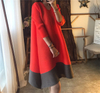 2018 New Arrival Women Pleated Casual Loose Patchwork Knee-length O-neck Lady Fashion Autumn Dress