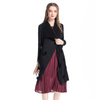 Women Pleated Fashion Jacket Boutique Spring Outerwear Casual X-long Slim Coat