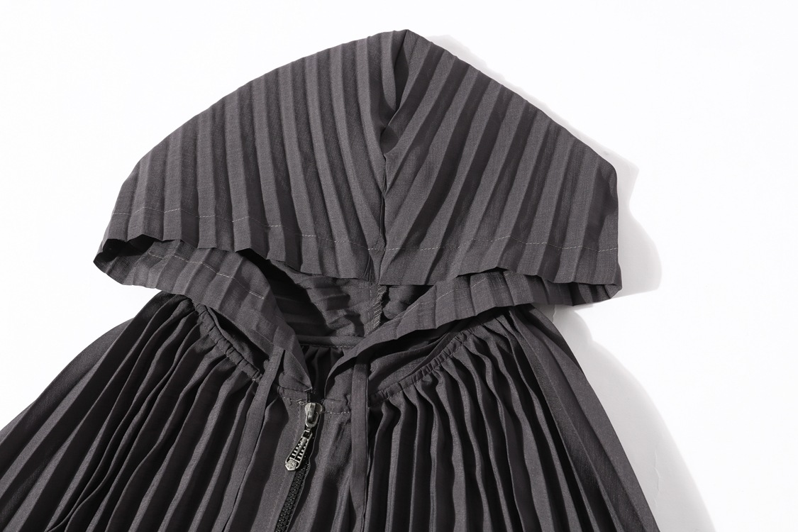 Autumn Women Pleated Hooded Coat Autumn New Loose Large Jacket