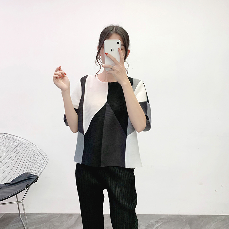 Autumn Fashion New Women Printed Pleated Shirt Lady Tidal Popular Tops