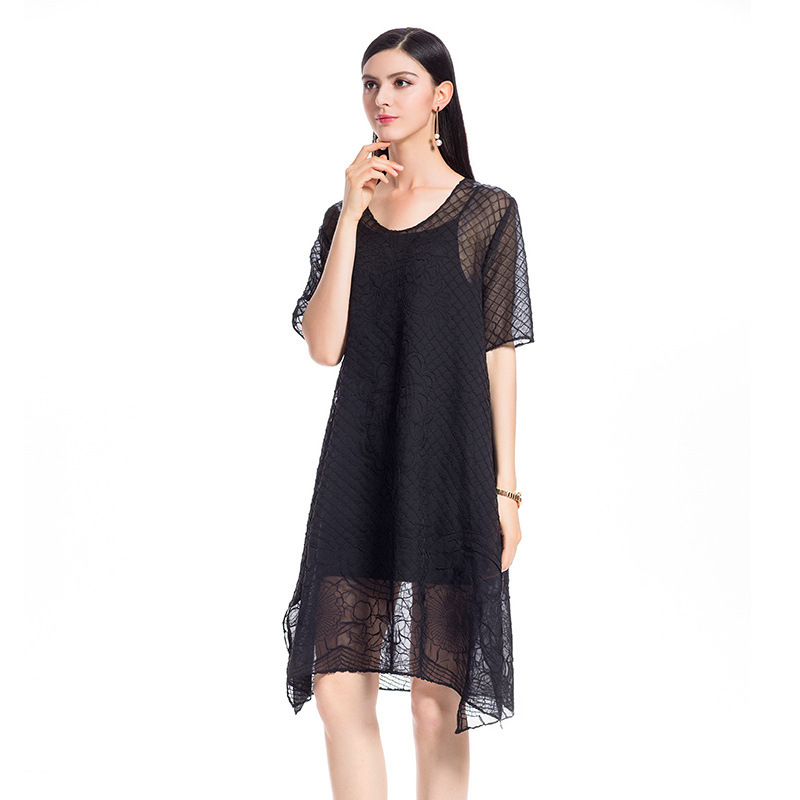 Women Pleats Loose Tidal Big Size High-end Ladies Chiffon Dress