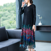 Pleated Fake Two Pieces Women Vintage Print Dress Fall 2019 Oversized A-line Dress