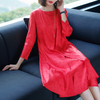 Autumn 2019 Women Embroidered Pleated Dress High-end Temperament Loose Big Size Dress