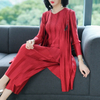 Spring Women Pleated Fashion New Tidal Striped Casual Big Size Tops Trousers Clothing Sets