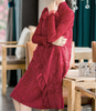 Women Chiffon Sleeve Embroidered New Pleated Dress
