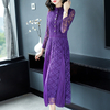 Women Lace Pleated Lady Elegant High Quality One Piece Long Slim Dress