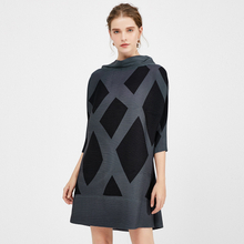 New Dress 2020 Spring Long Sleeve Mock Neck Loose Large Pleated Dress