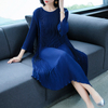 Women Pleated Fashion New Solid Color Loose Big Size Lady High Quality Long Dress