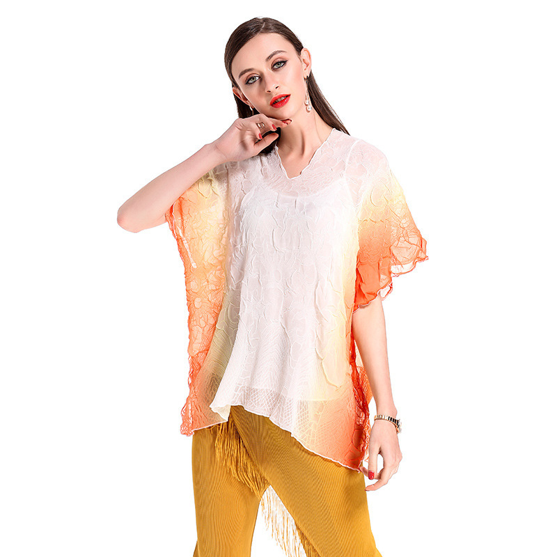 Women Pleat Chiffon Fashion Original Plus Size Summer Tops Girl Shirts