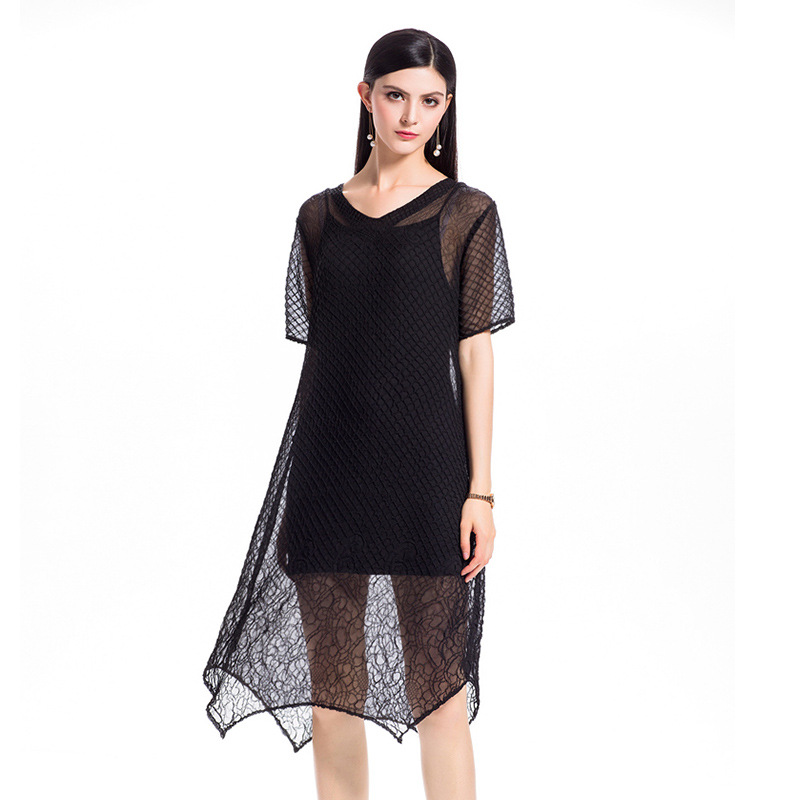 Summer Women Chiffon Elegant Solid Color Lady Wrinkled Crinkled Slim Free Size Two Pieces Sets