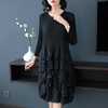 Autumn Women Fashion New Solid Color Pleated Lady Elegant Casual Loose Dress