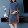 Long Sleeve Dresses New Spring Female Fashion Retro Collar Printed Loose Large Size Wear